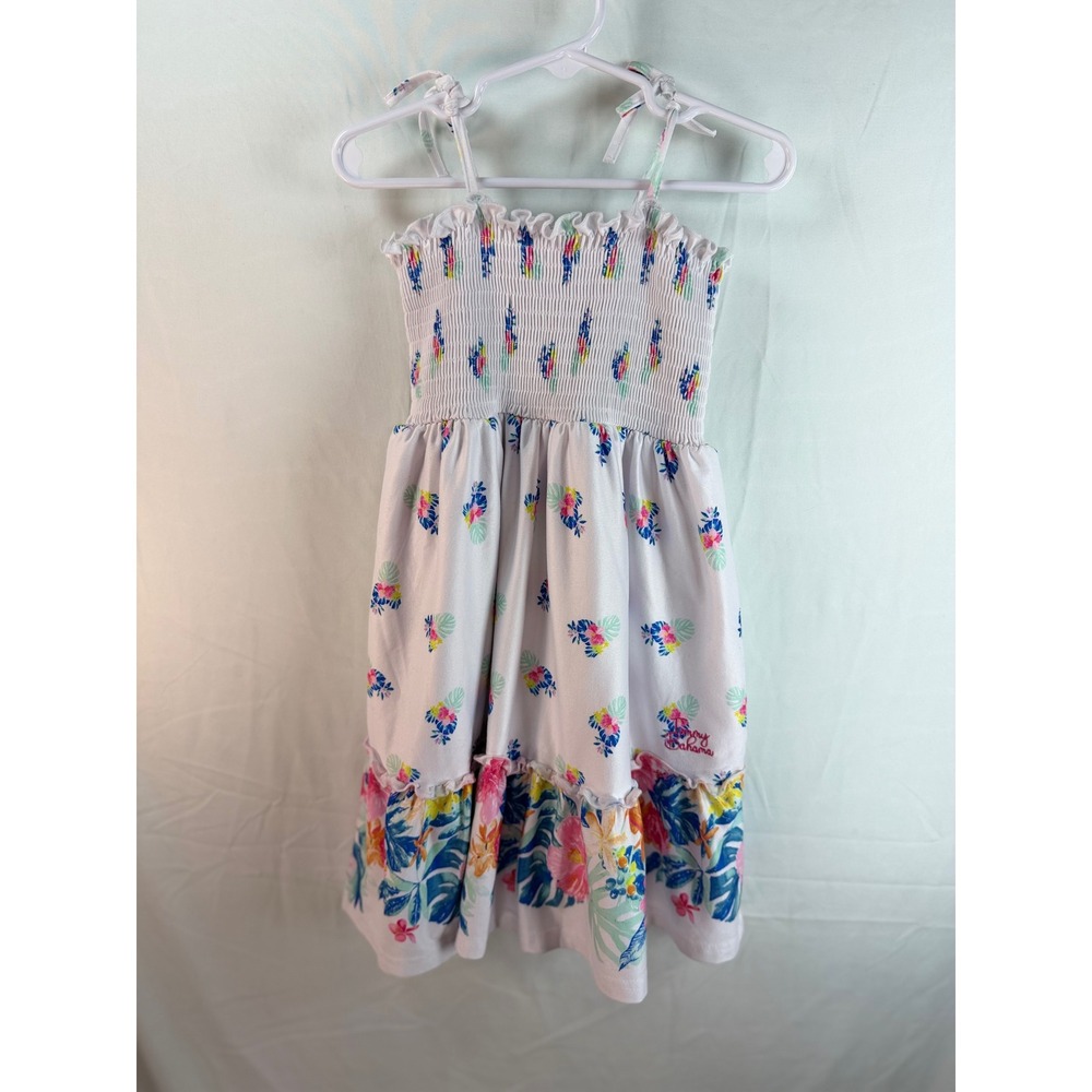 Tommy Bahama Girls Tropical Floral Smocked Tiered Sundress White Size 5